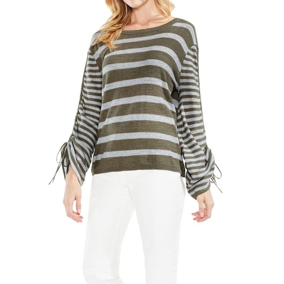 Vince Camuto Sweaters - Vince Drawstring Sleeve Stripe Sweater